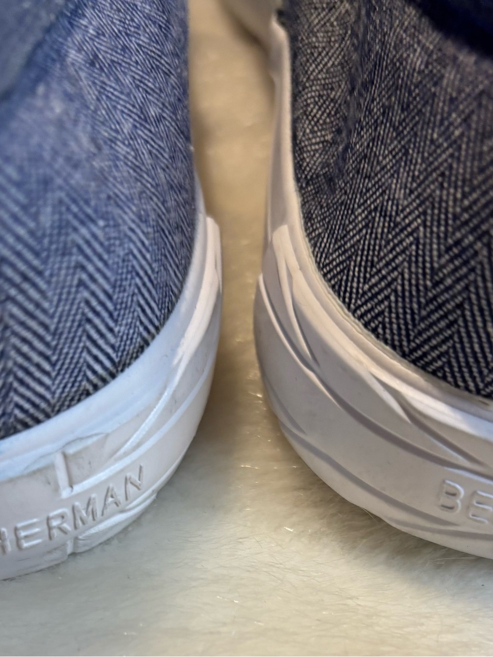 Ben Sherman Navy Herringbone Slip-On Sneakers-Size 12 - Picture 4 of 8
